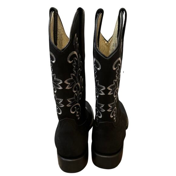 Stephy Women's Embroidered Crazy Black Square Toe Boot Size 7.5 New No Box - Picture 3 of 7